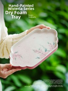 JISU | Hand Painted Purple Wisteria Ceramic Tea Tray Small