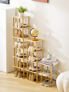 🇸🇬 Stackable DIY Bamboo Doorway Shoe Rack / Tall Narrow Shoe Rack Organizer for Entryway or Corner Small Shoe Rack for Narrow SpaceShoe Shelf