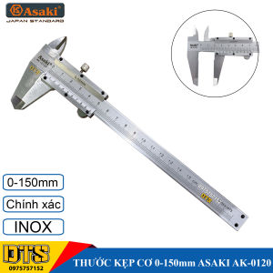 Thước cặp cơ khí Inox 0-150mm Asaki AK-0120 độ chính xác cao (Thước kẹp cơ Asaki) Chất liệu Inox cao cấp chống ăn mòn không gỉ sét Chịu lực tạo độ bền tuyệt đối độ cứng cao trọng lượng nhẹ