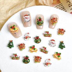 30PCS 3D New Adorable Snowman Santa Claus Resin Nail Charms Cartoon Creative Colorful Socks Bell Nail Art Decorations DIY Nails