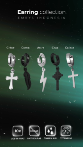 Emrys CALISTA Salib Anting Tindik TITANIUM Anti Karat Pria dan Wanita