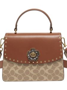 Womens Crossbody Handbag Elegant Classic Floral Print Luxury Small Square Bag Fashionable Lock Buckle Closure Soft PU Leather