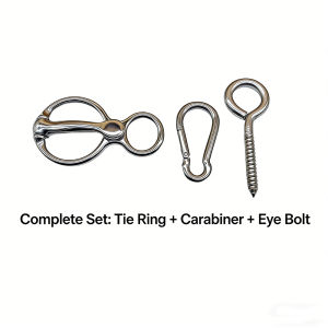 Stainless Steel Horse Tie Ring - Quick Release Horse Tie Knot Durable Horse Tack with Carabiner & Eye Bolt Easy to Install for