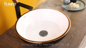 Rubine Bathroom Ceramic Countertop 40cm Round Basin SPIN40BBW (5yr warranty on Ceramic)