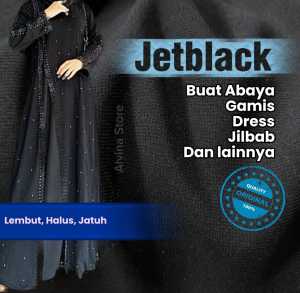 Kain JETBLACK Wolfis /woolpeach  HItam pekat per ½ m  Bahan ABAYA GAMIS JILBAB BURKHA DRESS TUNIK KERUDUNG CELANA KULOT ROK DLL