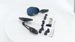 CNC Aluminum Universal Motorcycle Rearview Side Mirrors Adjustable Blue Glass Anti-glare HD Rear View Mirror For Honda Yamaha