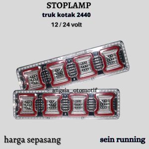 Lampu Stoplamp Truk Kotak 2440 12/24 Volt 3046 cm - Mudah Pasang, Kualitas Baik dan Tahan Lama (Hitam/Merah/Kuning)