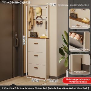 YANGYING | Space-Saving Shoe Cabinet with Coat Hanger Compact Entrance Storage Unit