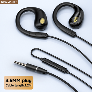 Newmsnr | Open Ear Wired Earphones with Mic 9D Stereo Bass Flexible Ear Hook Sports Headphones 3.5mm/Type-C Headsets for IPhone/Samsung