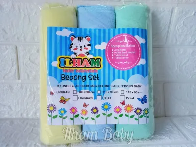 3 pcs Bedong Bayi Polos Rainbow/Bedong Bayi jumbo ukuran besar 90x110cm