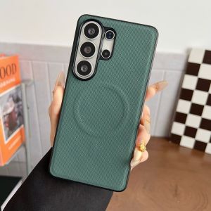 Luxury Leather for Magsafe Wireless Charging Phone Case for Samsung S26 Ultra S26 Plus S26 A57 A37 A17 Bumper Protective Cover