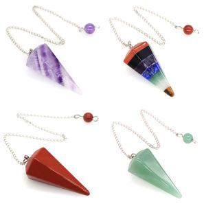 Natural Stone Quartz Agates Pendant Reiki Healing Crystal Cone Amethyst Charm Gems Pendulum Chakra Wicca For Divination Dowsing