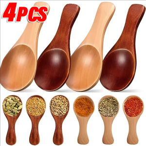 4Pcs Mini Natural Wooden Spoons Tea Honey Coffee Condiment Salt Sugar Spoon Cooking Tools Household Kitchen Gadgets
