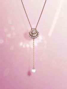 💖Swarovski💖(New) Idyllia Rose Gold Shell Diamond Pearl Pendant Y-shaped Necklace S925 Sterling Silver Womens Fashion Necklace Hypoallergenic Non-allergenic Valentines Day Gift Birthday Gift for Girlfriend Bestie