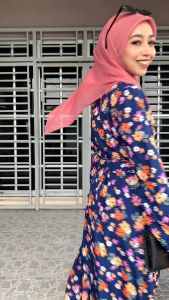 [CLEARANCE] Dreamtale Baju Wanita Gaun Labuh Muslimah Karina Muslimah Wear Floral Dress Muslimah Belted Waist Abaya Dress Long Dress WCO145