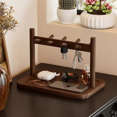 QUHE | Giá Để Chìa Khóa Tre Phong Cách Retro Vật Dụng Trang Trí Nhà Cửa Giá Để Đồ Trên Bàn Đựng Kính Và Đồng Hồ Hộp Đựng Đồ Bằng Tre Tự Làm