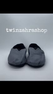 Sepatu Slip On Pria Selop Casual Kasual Shoes Santai Kain Tanpa Tali Anti Slip Abu Hitam