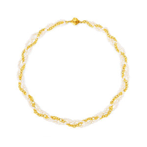 Foam Pearl Weaving Gold Oil Paint Texture Magnetic Closure Necklace