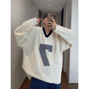 Áo Thun Nam Tay Dài in Chữ Cổ Chữ V Dáng Rộng Mùa Thu Thường Ngày Thường Ngày Thoải Mái Thoáng Khí Thoải Mái