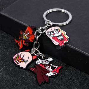 Anime Hazbins Hotels Keychain Charlie Vaggie Alastor Lucifer Figure Pendant Key Chain For Women Men Kids Keyring Jewelry Gift