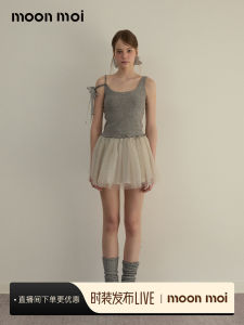 Korean Style Irregular Design Tie-Detail Anti-Aging Summer Strap Vest Top Moonmoi Heartbeat Mark Womens Fashion Summer Tank Top