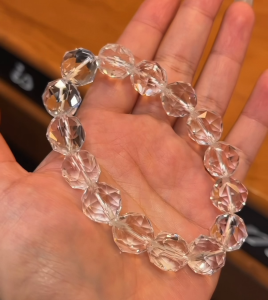 Natural white crystal bracelet with super sparkling diamond cut design quartz collection bracelet