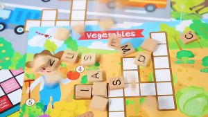Wooden educational letter game crossword puzzle childrens original board toy