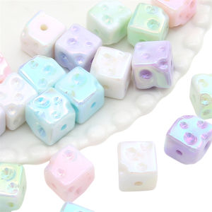 14x14mm 5pcs/bag Acrylic Plated Cheese Blocks Beads For DIY Making Fashion Jewelry Accessories