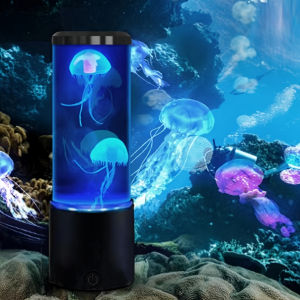 Jellyfish Lava Lamp Aquarium Ocean Night Lights 7 Colors LED Jellyfish Mood Lights With Four Home Bedroom Desktop Decoration Gif