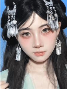 กิ๊บติดผมสไตล์โบราณแบบใหม่สไตล์จีนโบราณแบบใหม่ กิ๊บติดผมด้านข้างแบบมีหางเดือนสีเย็น กิ๊บติดผมแบบมีหางเดือนสไตล์จีนโบราณแบบใหม่