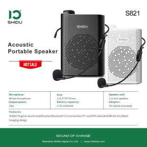 SHIDU Voice Amplifier for Teacher S821 Microphone Speaker for Teacher Loudspeaker Bluetooth 5.0 TF Card USB Flash Drive MP3 Play back Audio Recording