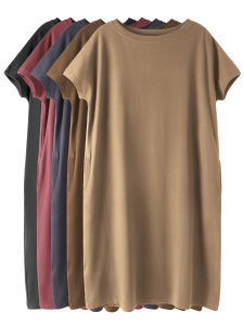 plus Size Casual Georgette Dress Knee-Length Elegant One-Shoulder Loose Fit Slimming Mid-Length Womens Fashion Dress