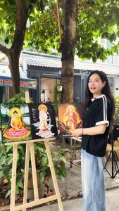 Tranh Laminate Tráng Gương TƯỜNG VIP - Tranh Treo Tường Trang Trí Phòng Thờ Phật Giáo - Ta Bà Tam Thánh (Bộ 3 tấm)