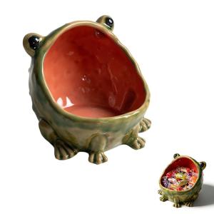 Ceramic Frog Storage Ornament Big Mouth Kitchen Seasoning Jar Candy Salt Container Home Desktop Decorative Craft ﻿