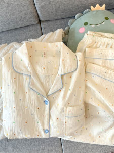 Dotted Cotton Muslin All Season Pajama Set