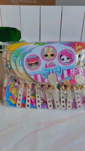 souvenir kipas - isi 50 pcs souvenir pernikahan ulang tahun khitanan kipas karakter kemas plastik
