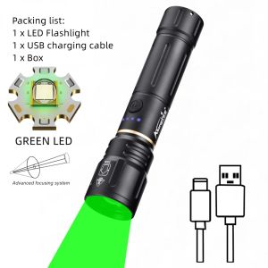 Alonefire | Alonefire Zoom High Power Red Blue Green White Light Flashlight Rechargeable Torch Outdoor Camping Hiking Hunting Fishing Lamp