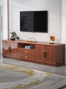 Walnut TV Cabinet Living Room Bedroom Dual Purpose Entertainment Storage Small Size Chinese Style Base Cabinet New Model 2025