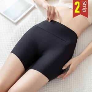 Ice Silk Safety Pants for Women High Waist Elastic Shorts Summer Thin Section Anti-Exposure Stretchable Large Size Underwear