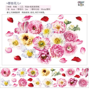 Floral Landscape Sakura Falling Cherry Blossom Paper Tape 2m/Whole Roll New Seven Days Scrapbooking Adhesive Tape