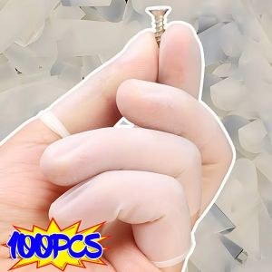 100PCS Disposable Finger Gloves Latex Rubber Finger Cots Anti-static Finger Sleeve Glove Thumb Caps Frosting Fingertip Glove