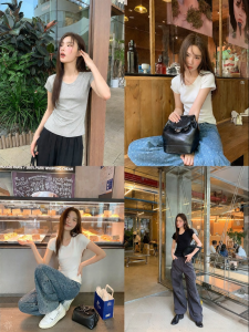 NIHAOKANONG | Áo Thun Tay Ngắn Form Slim Fit Cotton Sạch 100%