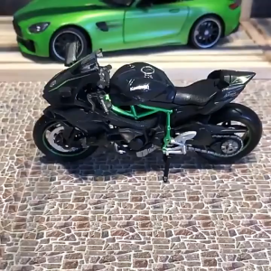 【COD/Original】1:18 Miniatur Diecast Motor Kawasaki H2R Motor Mainan Anak Miniatur