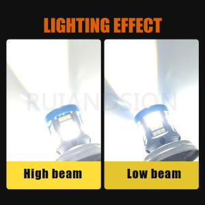 Motorcycle Headlight LED P45T BA20D H6 Bulb with Spotlight Lens 12-80V White&Yellow/White Hi-Lo Beam for Scooter Moped 2-Pack