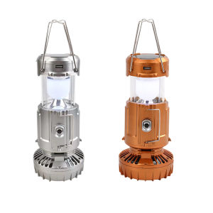 【New Arrival】 Foldable Portable Lantern Fan Solar/Rechargeable/Battery Powered 1500mAh LED Lantern Handheld Fan Waterproof Power Bank with Hook for Emergency