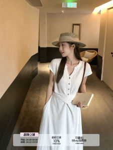 Versatile Casual Waist-Tie Dress for Petite Women Short Sleeve