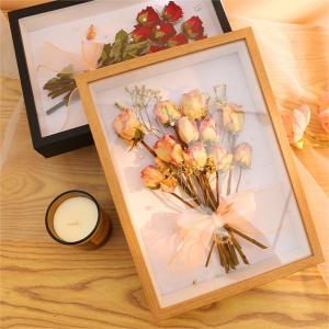 3D Photo Frame Hollow Plant Dried Flower Specimen Vintage Display Multipurpose Box Frame Toy Collection Box Display (White/Wood/Black)