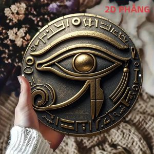 CIFbuy | Trang Trí Tường Mắt Của Horus 8x8 Inch Mạ Vàng Đen Bằng Nhôm Hình Chữ Tượng Hình Ai Cập Làm Biển Hiệu Kim Loại Cho Nhà Hoặc Quầy Bar
