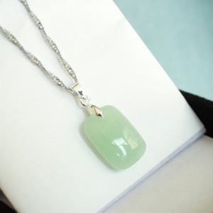 Natural Hetian Nephrite and Dendritic Quartz Pendant 925 Silver Necklace