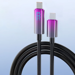 Cáp Sạc Nhanh NNBILI 100W PD Type C To Type C Cho iPhone 15/16 Xiaomi POCO Realme MacBook iPad - Cáp USB Hiển Thị Hình Ảnh Có Đèn LED